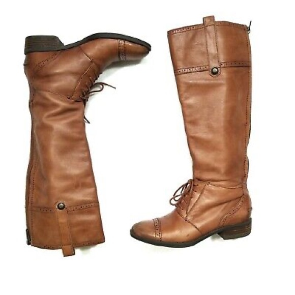 SAM EDELMAN TALL BROWN CAP TOE BOOT - Picture 1 of 10